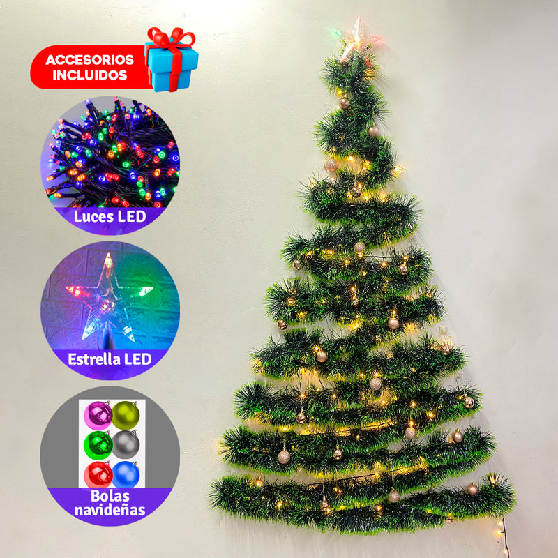 Arbol navidad de Pared + luces AGUI001